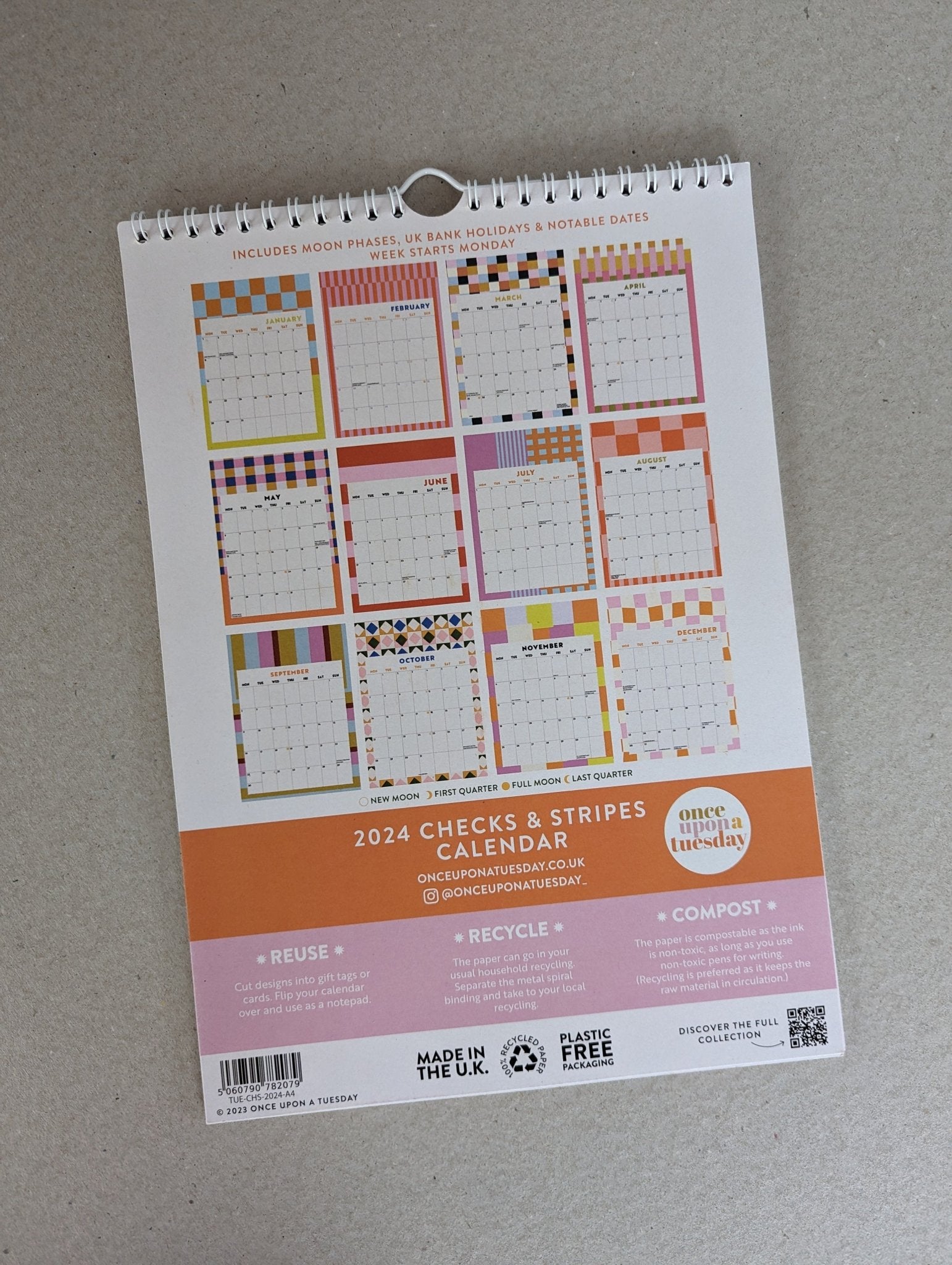 A4 Wall Calendar 2024 - The Stationery Cupboard