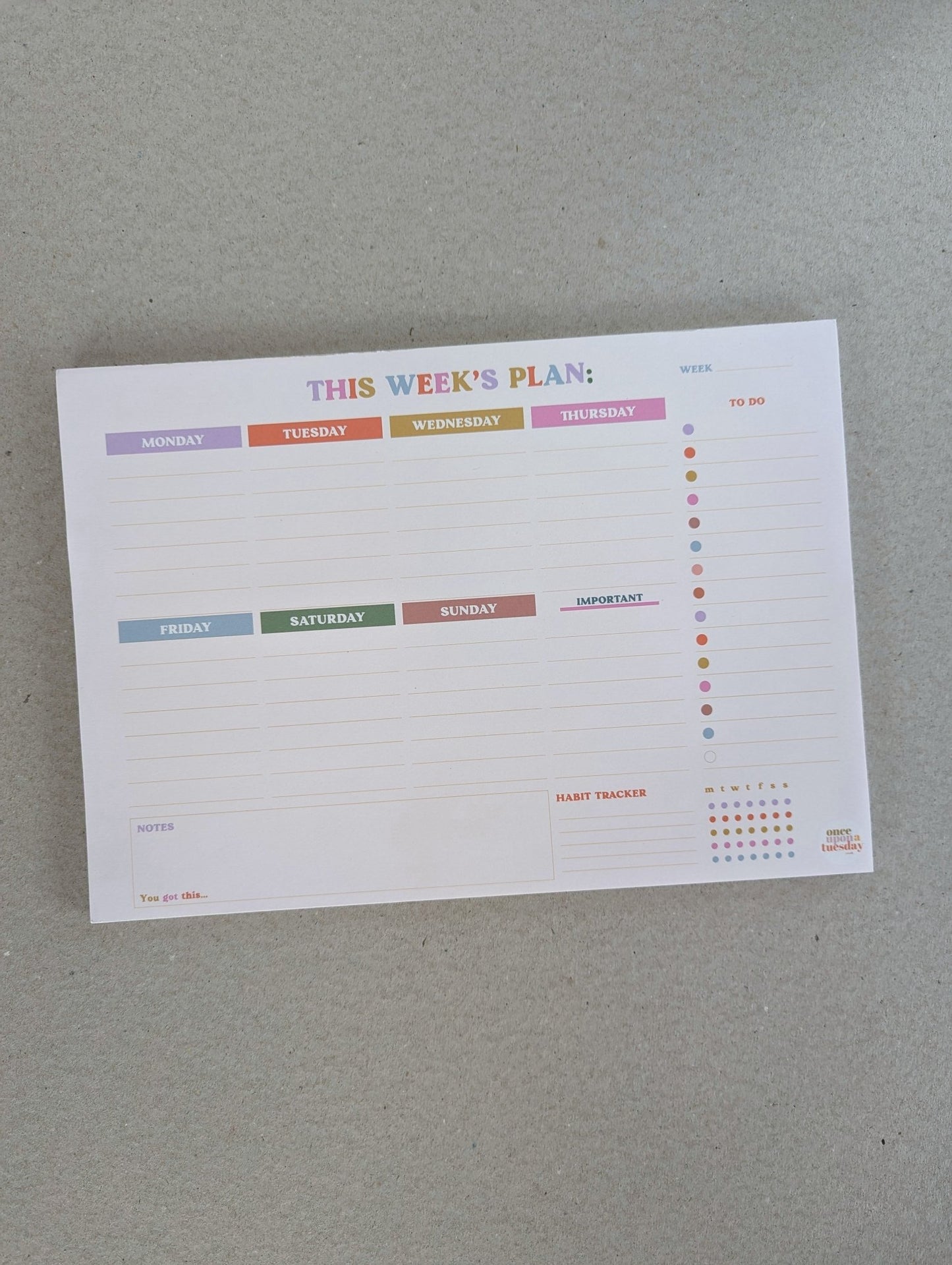 A4 Weekly Planner Pad - The Stationery Cupboard