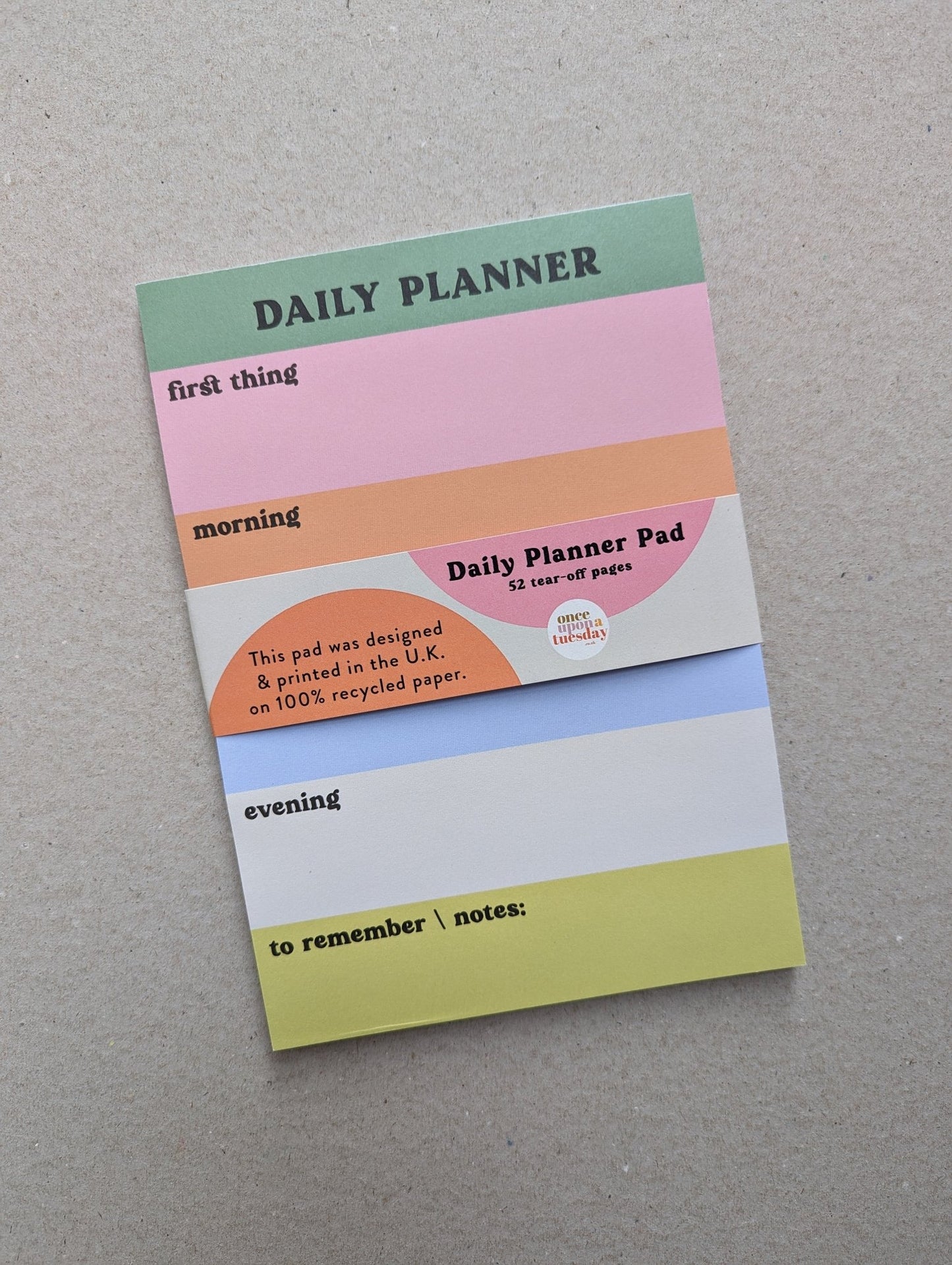 A5 Daily Planner Pad, Rainbow Colour Block - The Stationery Cupboard