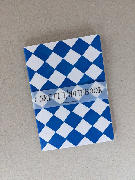 A5 Sketch / Notebook - Chequered Blue & White - The Stationery Cupboard