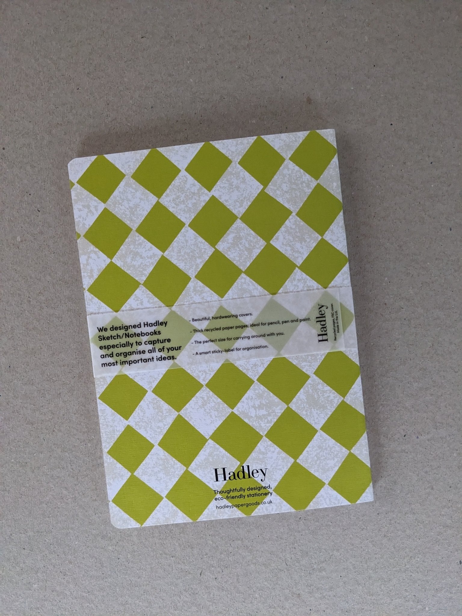 A5 Sketch / Notebook - Chequered Lime Green - The Stationery Cupboard