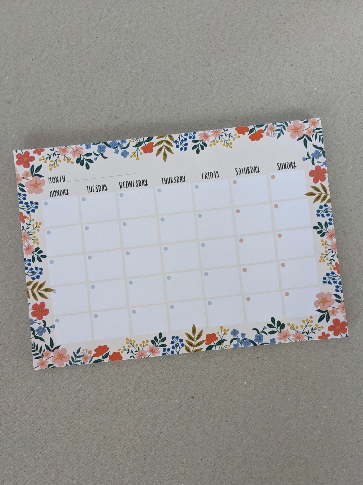 Floral Monthly Planner - The Stationery Cupboard