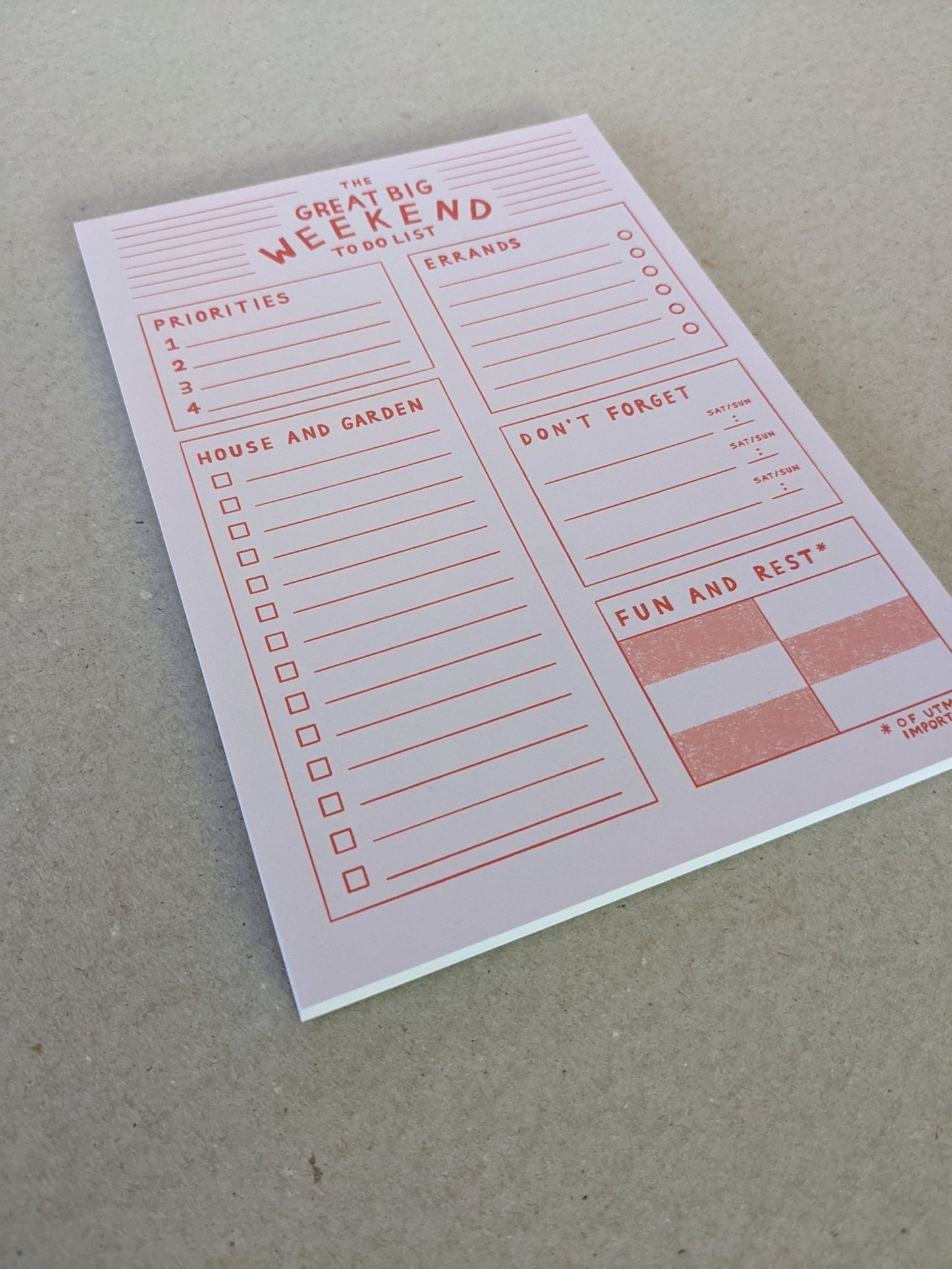 Great Big WeekendTo Do List A5 Pad - The Stationery Cupboard