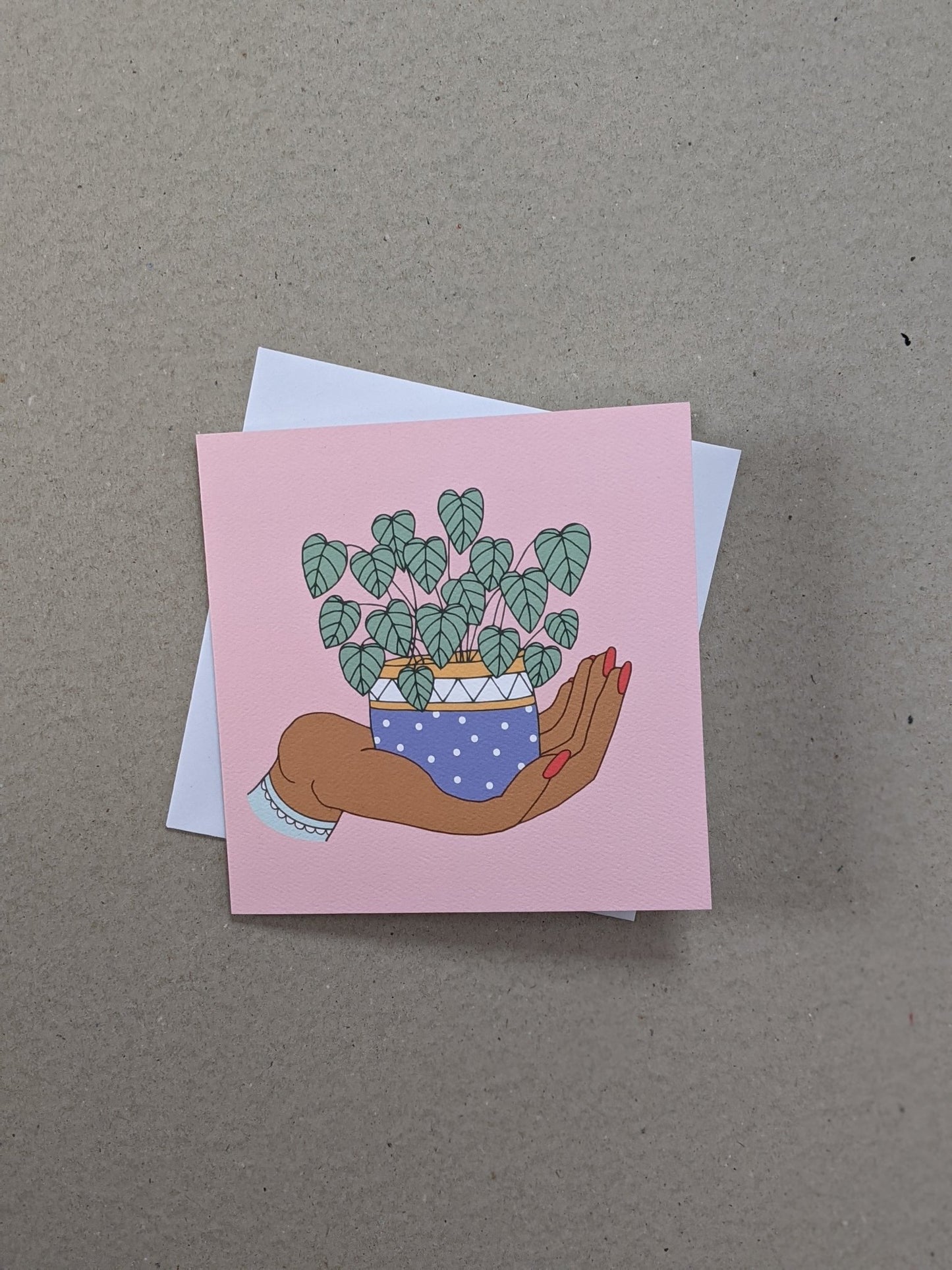 Heart Plant Greetings Card - Dotty Pot - The Stationery Cupboard