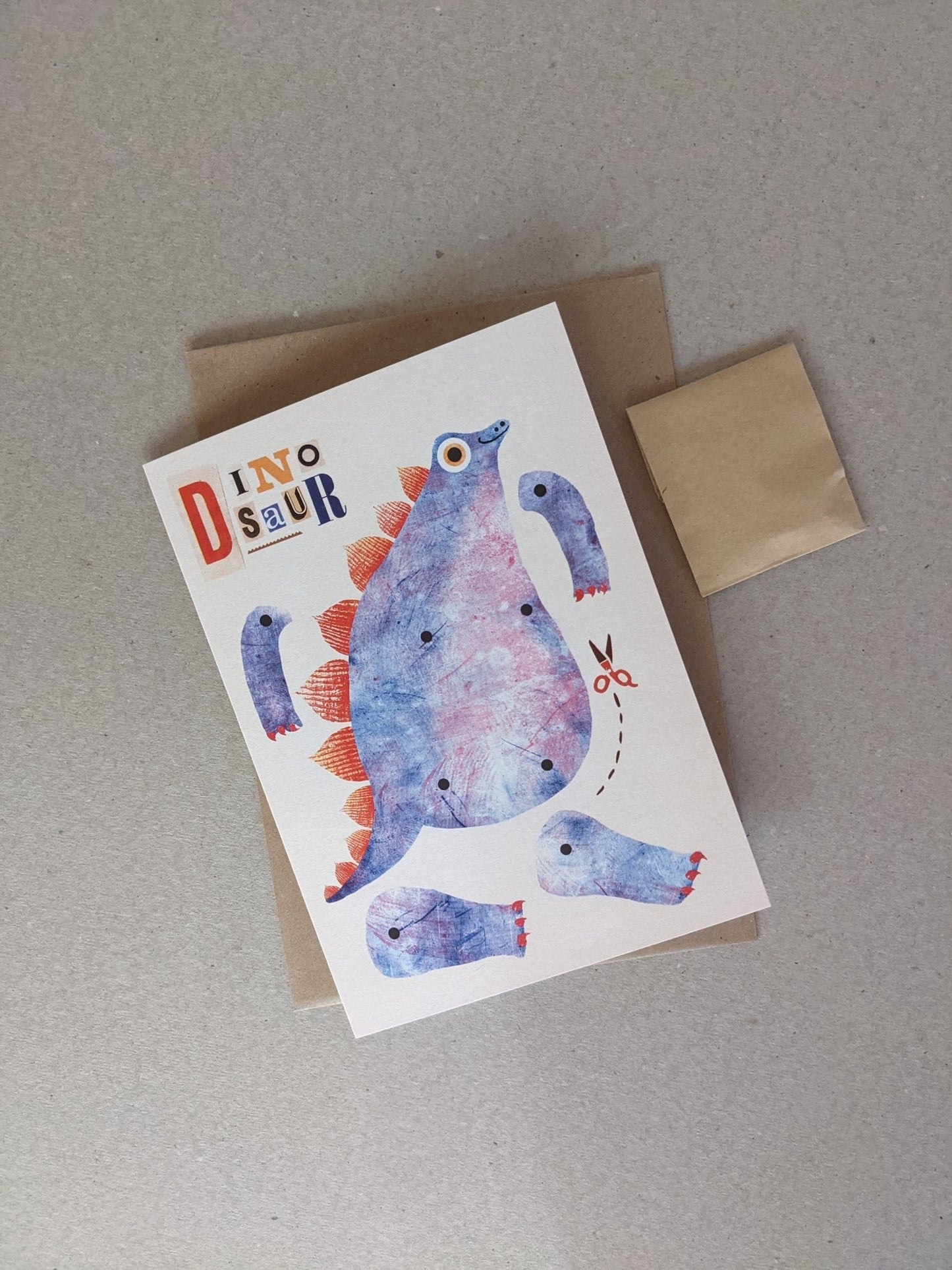 Pin Puppet Greetings Card - Dinosaur - The Stationery Cupboard